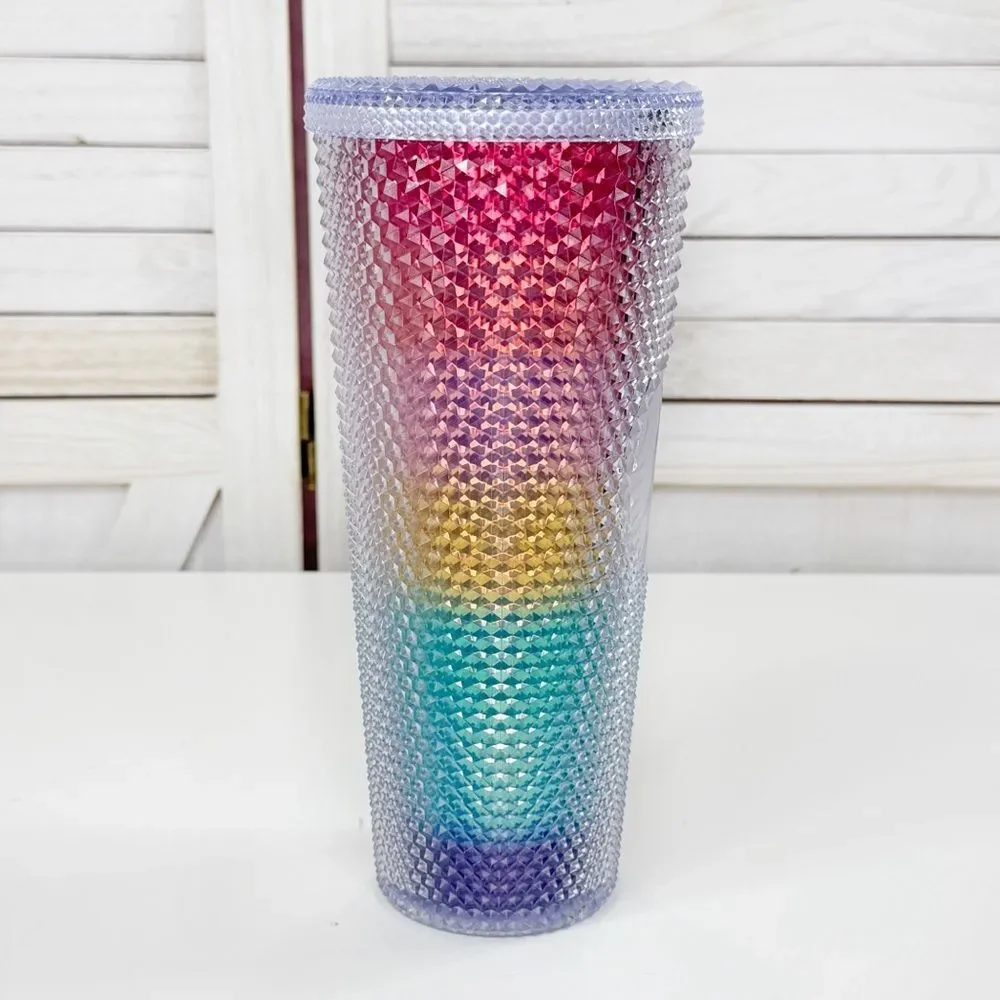 Starbucks 2023 Pride‎ Rainbow Diamond Cut Acrylic Tumbler Cup 24oz Venti